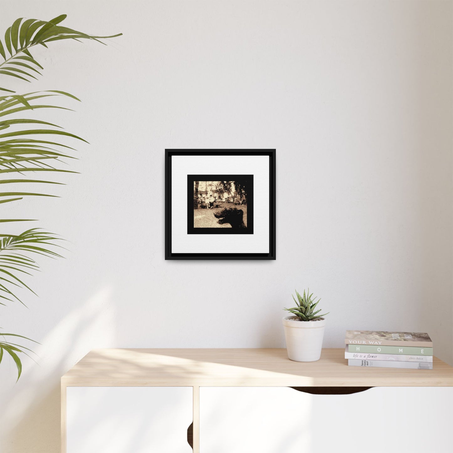 Perro Paco Statue Framed Matte Canvas Print