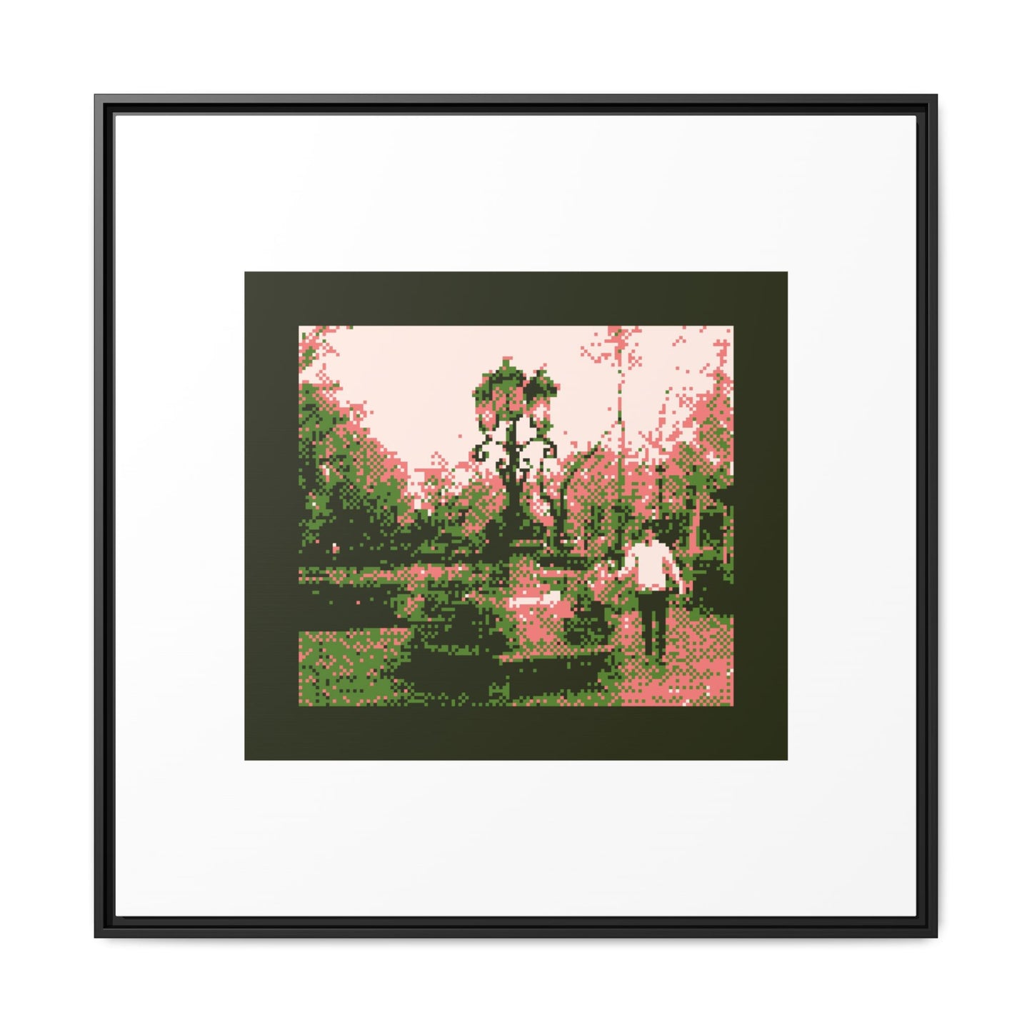 Man and Child at a Lamppost Framed Matte Canvas Print