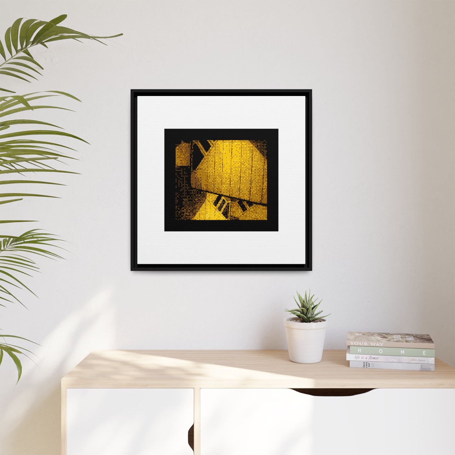 Cube Houses Framed Matte Canvas Print
