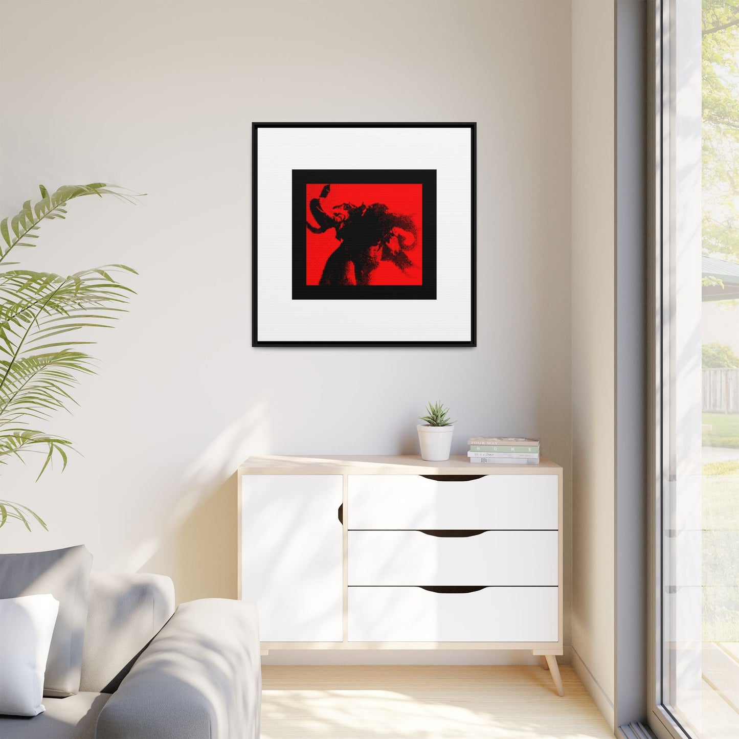 Three-Headed Elephant Framed Matte Canvas Print
