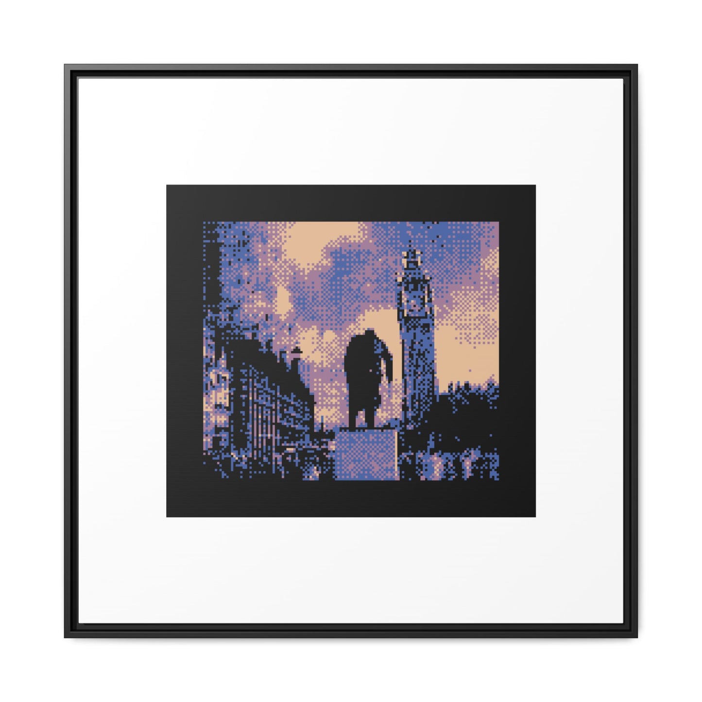Winston Churchill and Big Ben Framed Matte Canvas Print