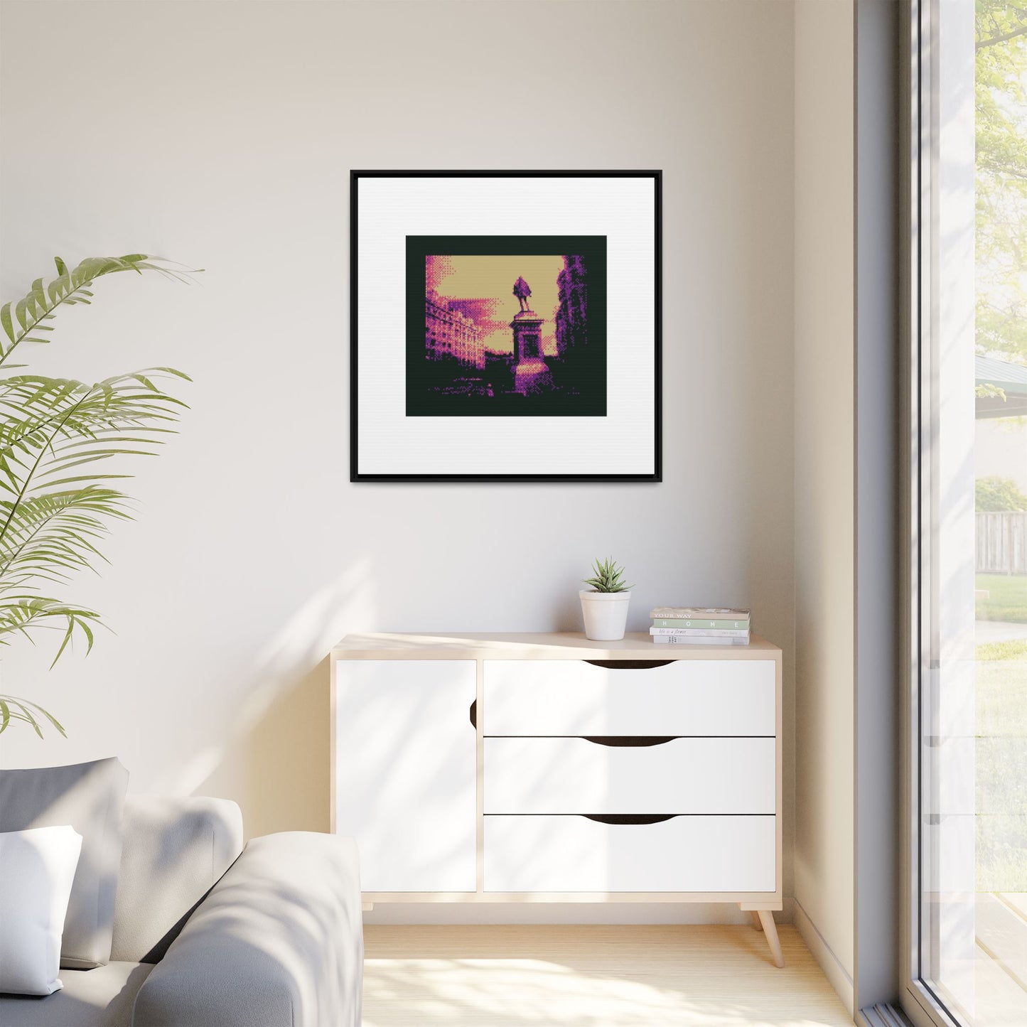 Miguel de Cervantes Statue Framed Matte Canvas Print