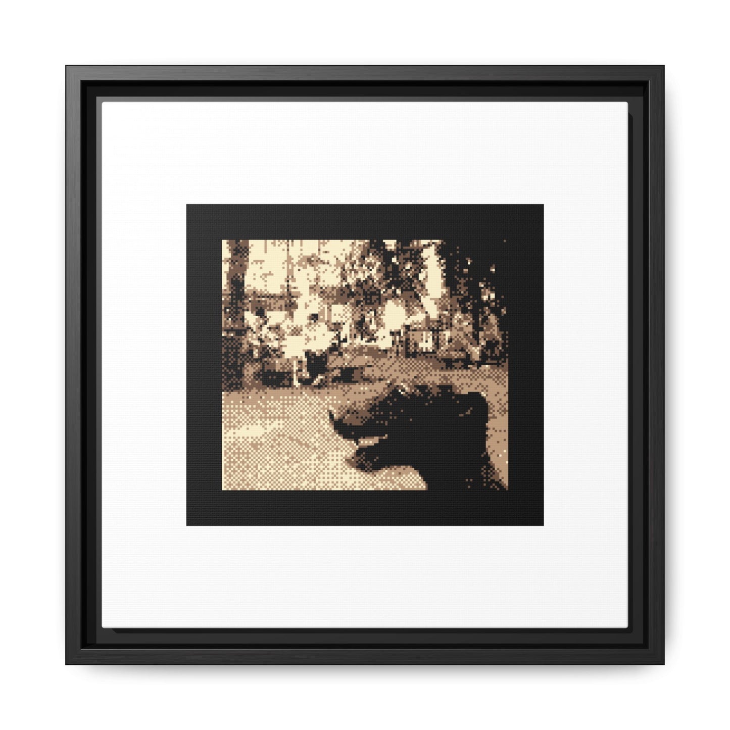 Perro Paco Statue Framed Matte Canvas Print
