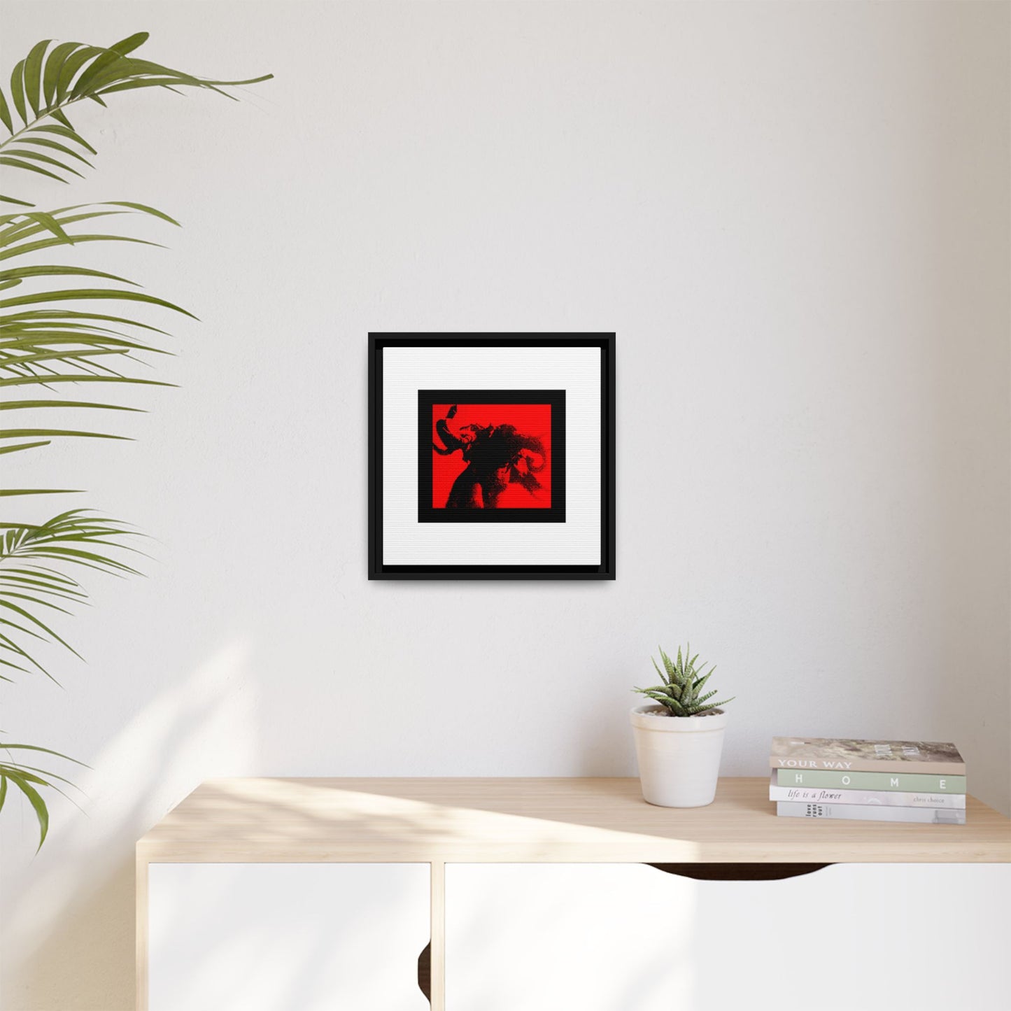 Three-Headed Elephant Framed Matte Canvas Print
