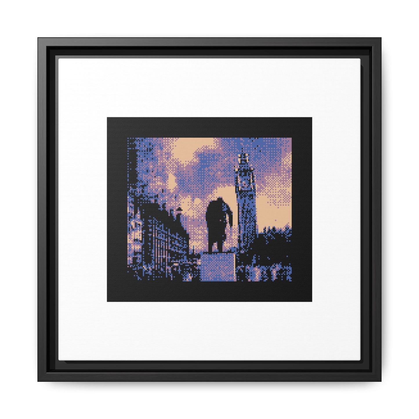 Winston Churchill and Big Ben Framed Matte Canvas Print