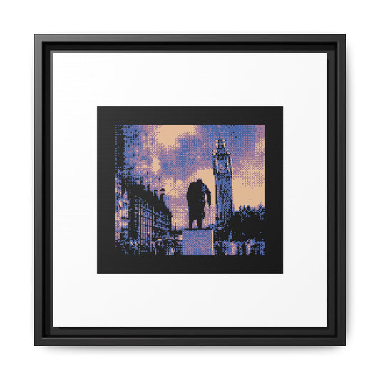 Winston Churchill and Big Ben Framed Matte Canvas Print