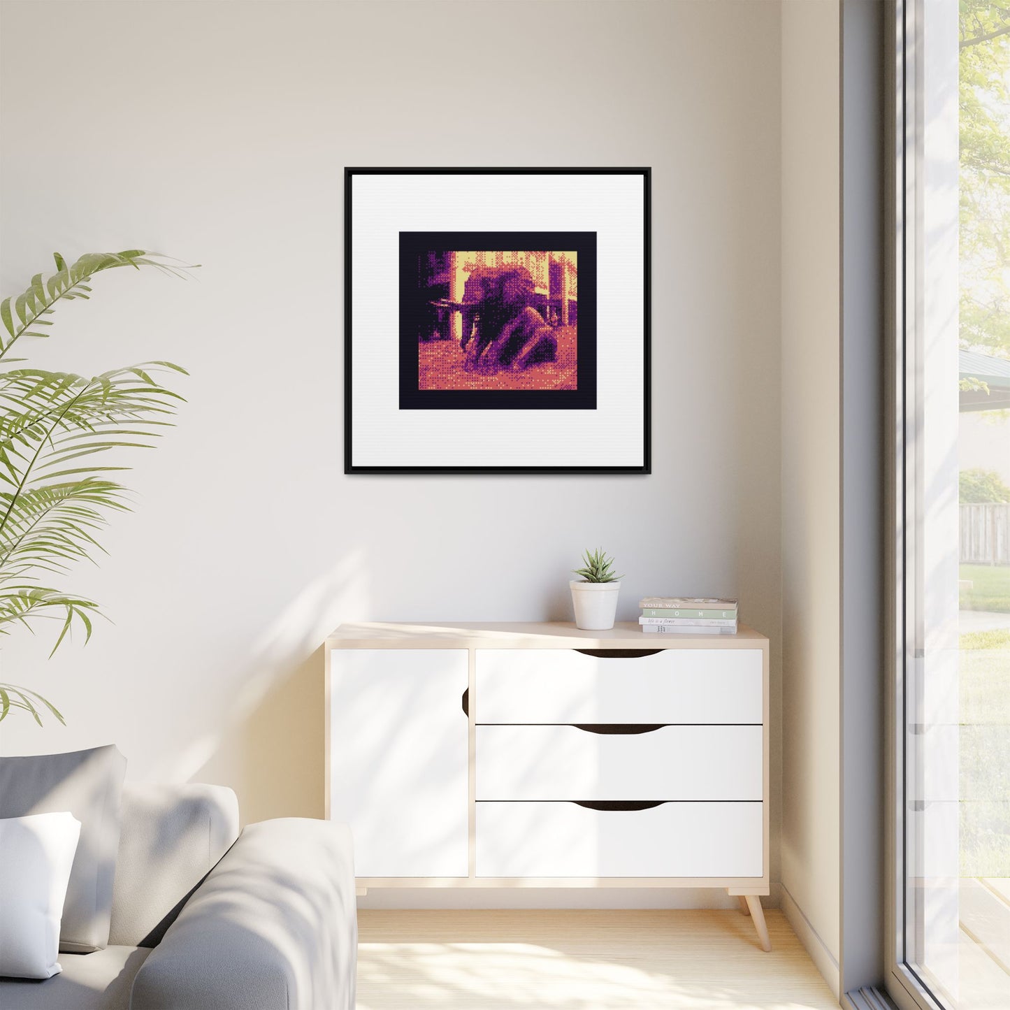 Herd of Hope Elephant Framed Matte Canvas Print