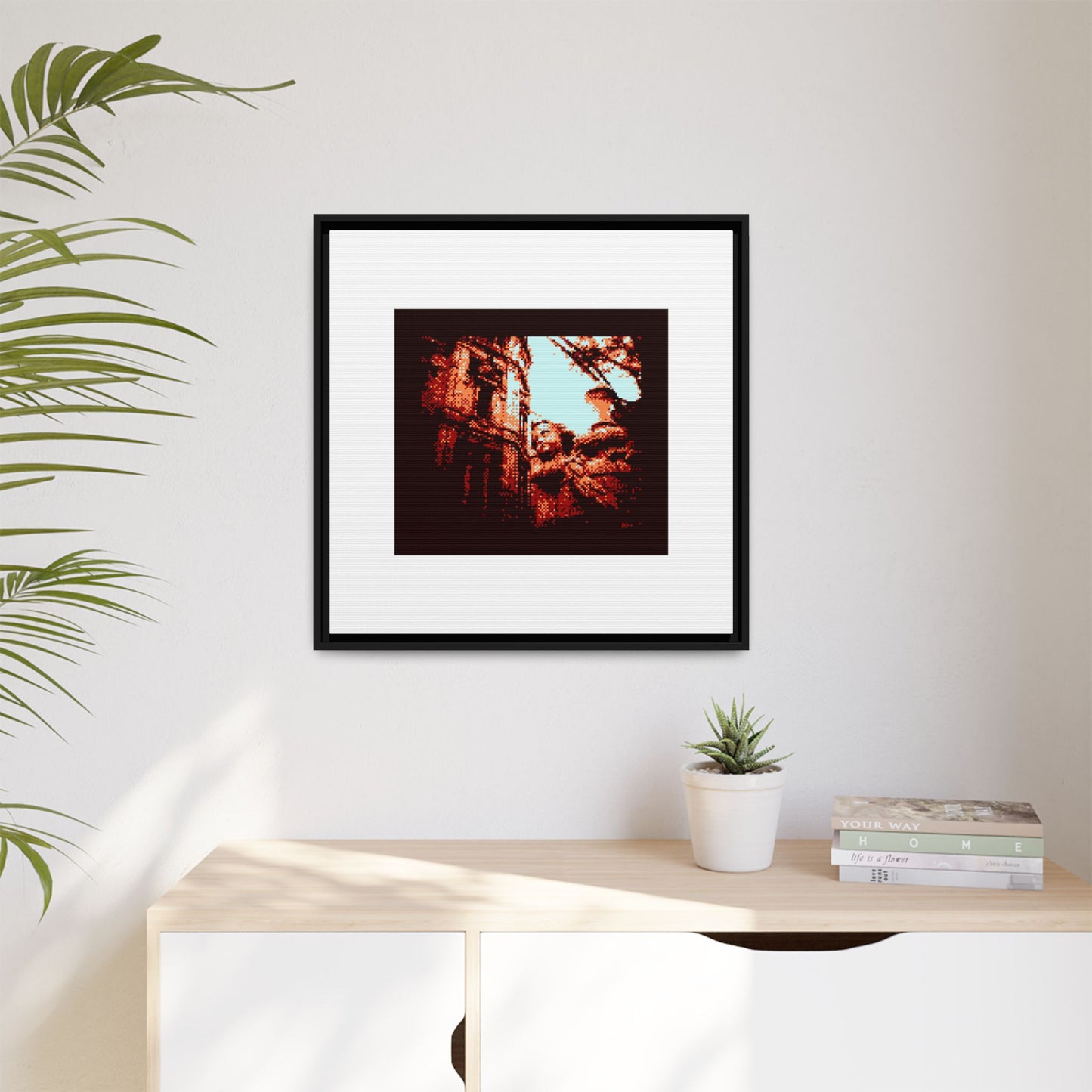 Niños con jarrón de Cibeles Sculpture Framed Matte Canvas Print