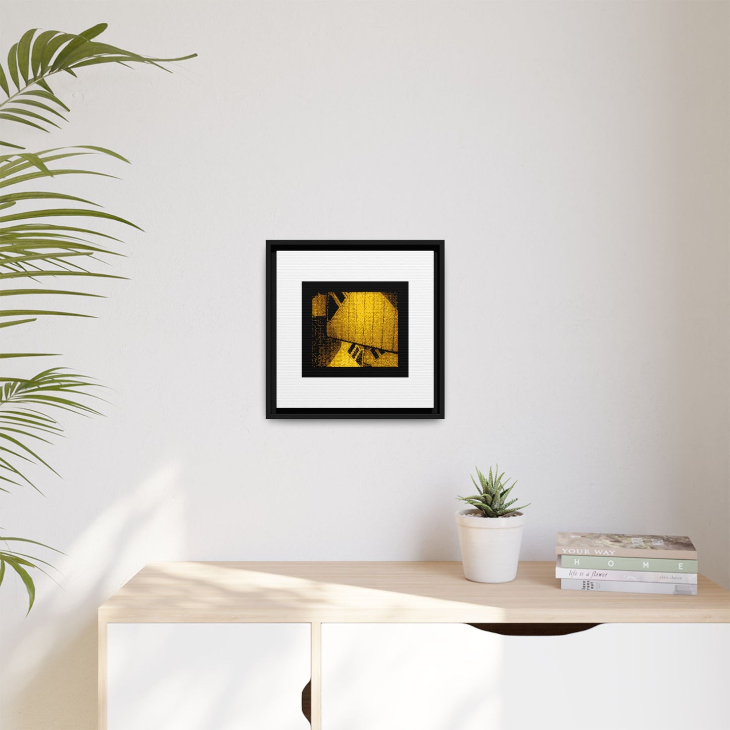 Cube Houses Framed Matte Canvas Print