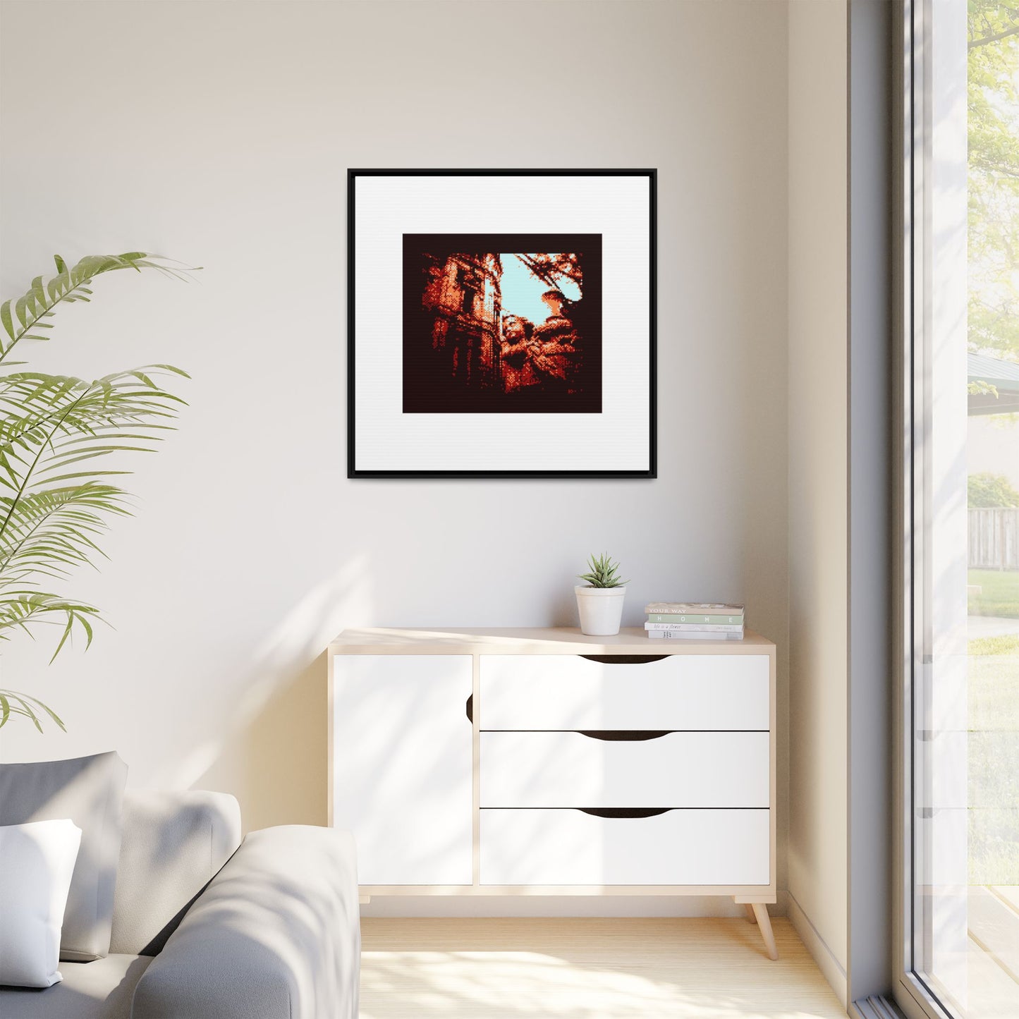 Niños con jarrón de Cibeles Sculpture Framed Matte Canvas Print