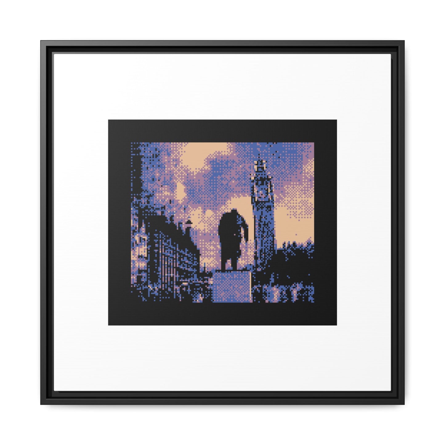 Winston Churchill and Big Ben Framed Matte Canvas Print
