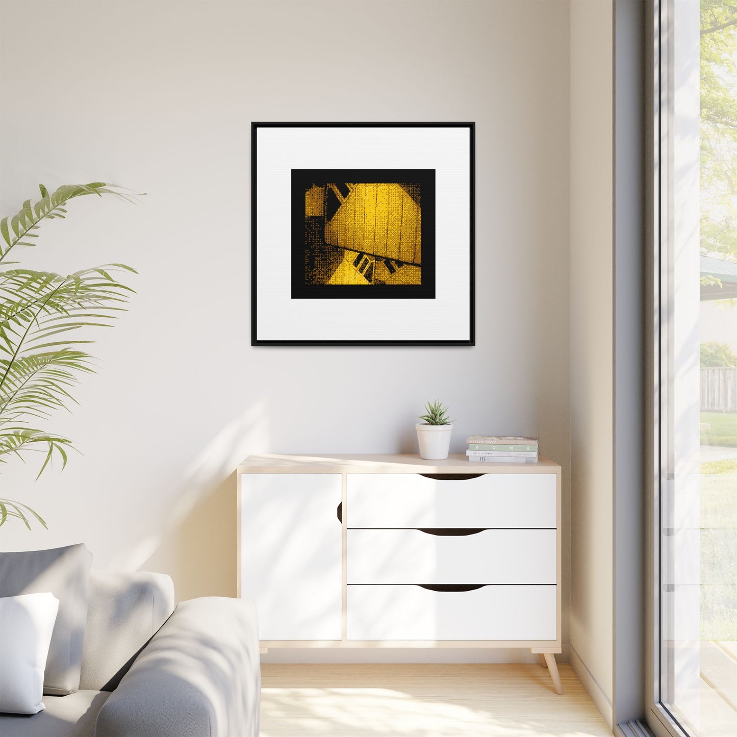 Cube Houses Framed Matte Canvas Print