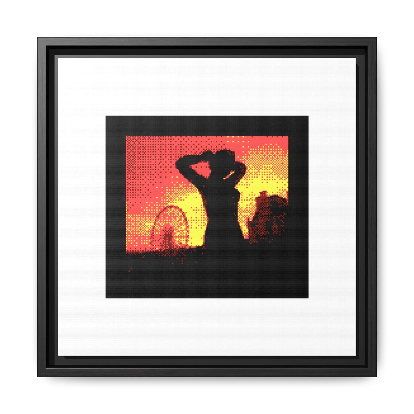 Bathing Woman with Raised Arms Framed Matte Canvas Print
