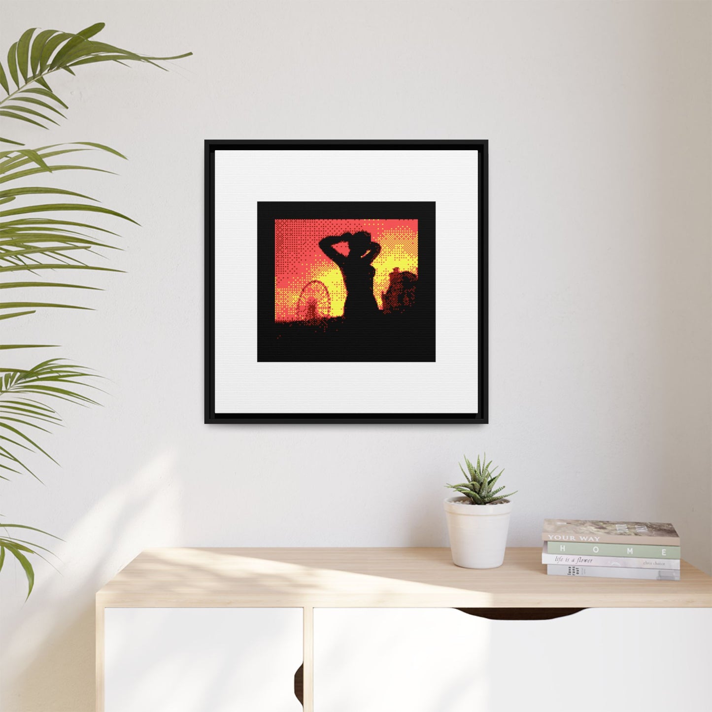 Bathing Woman with Raised Arms Framed Matte Canvas Print