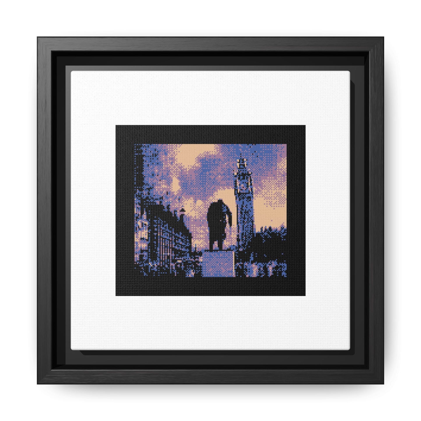 Winston Churchill and Big Ben Framed Matte Canvas Print