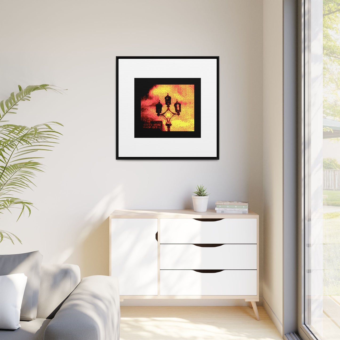 Lamppost in London Framed Matte Canvas Print