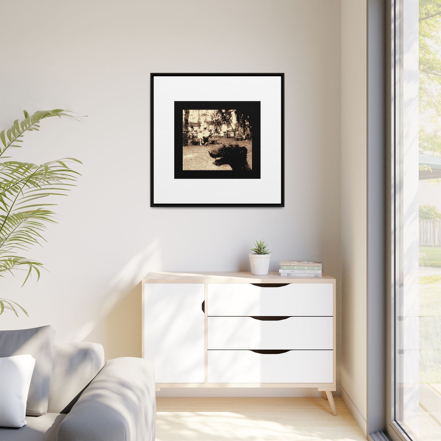 Perro Paco Statue Framed Matte Canvas Print