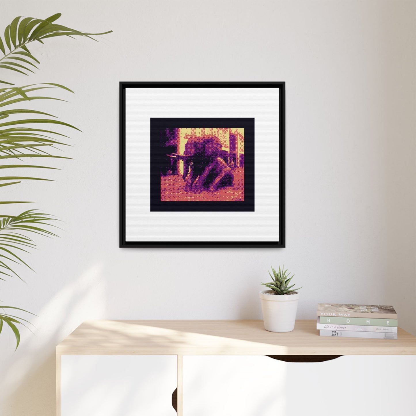 Herd of Hope Elephant Framed Matte Canvas Print